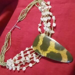 Statement pendant necklace layered & beaded